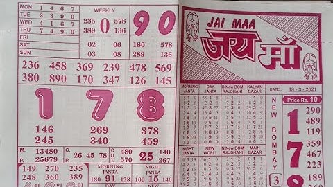 KALYAN to main bazzar jaistoshi maa!!aur joker chart!! Thursday (18/03/21)