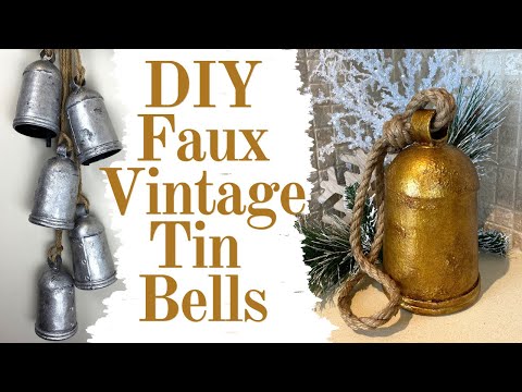 Wreath Cylinder 10 Bells/ Old World Bells/ Tin Bells/ Sleigh Jingle Bells /  Christmas Decorations Bells for Crafts / 1.75 Inch 