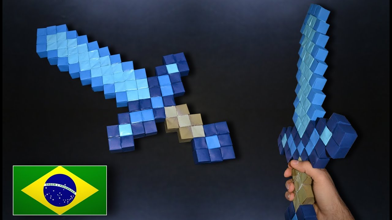 Tutorial: Espada Minecraft com cubos de origami - PT BR 