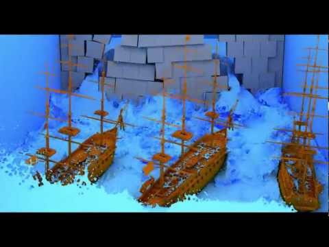 Collapsing wall 3 - Fluid simulation with 20 million particles