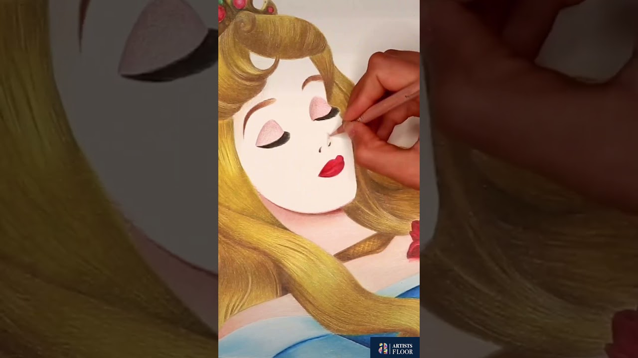 Drawing Sleeping Beauty Princess with Color Pencils