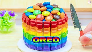 Rainbow Buttercream Cake 🌈 Colorful Miniature OREO Rainbow Cake With M&M