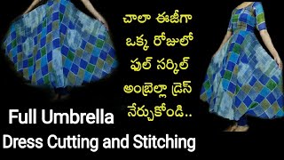Full circle umbrella dress designing from saree ||Umbrella dress cutting and stitching screenshot 4