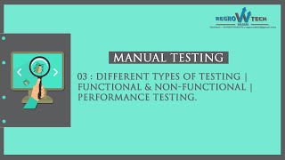 Manual Testing -03: Different types of Testing | Functional & Non-Functional | Performance Testing