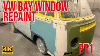 Part 1 Volkswagon Bay Window Camper Repaint - Polyester spray filler stage
