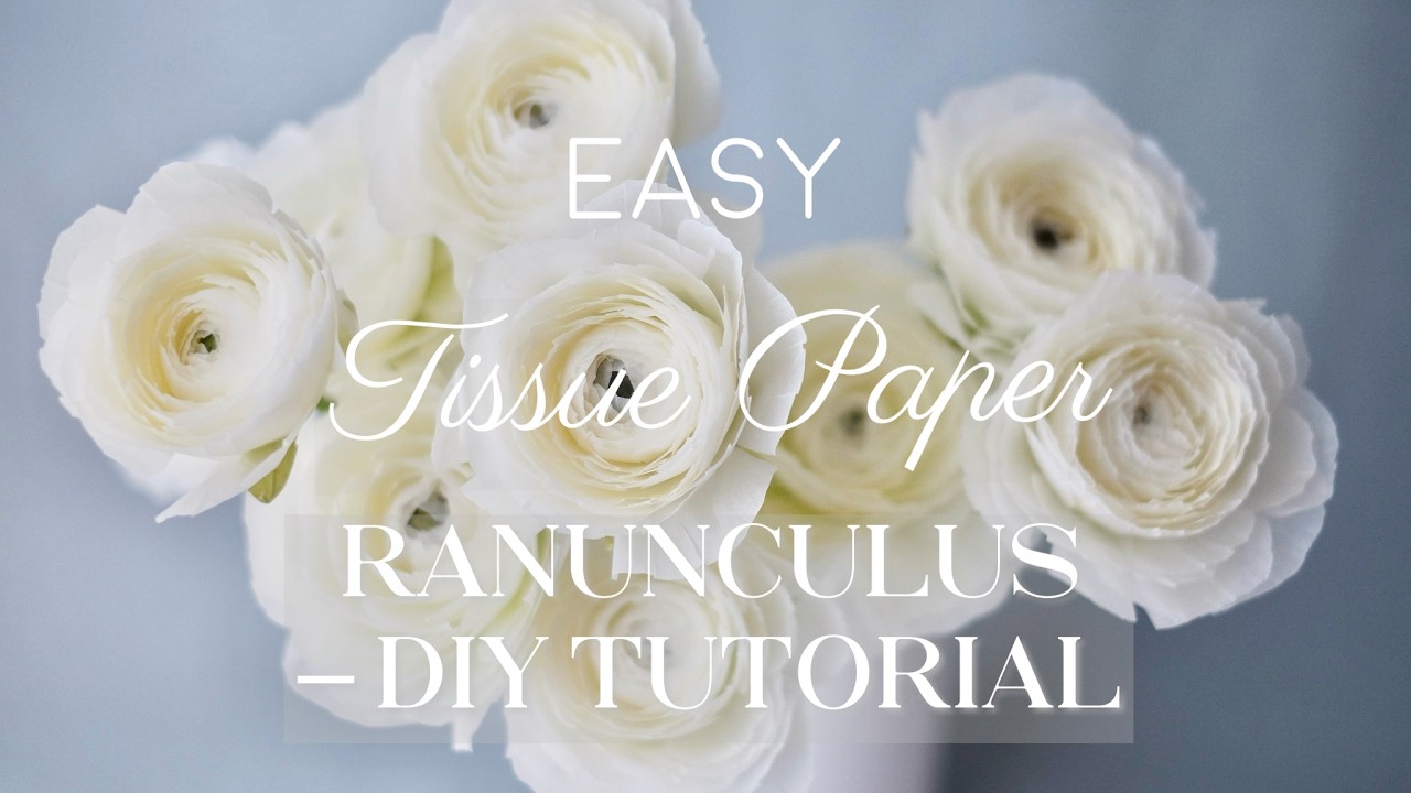 Easy Tissue Paper Ranunculus 薄用紙で作るラナンキュラスの作り方– DIY Tutorial 🌸