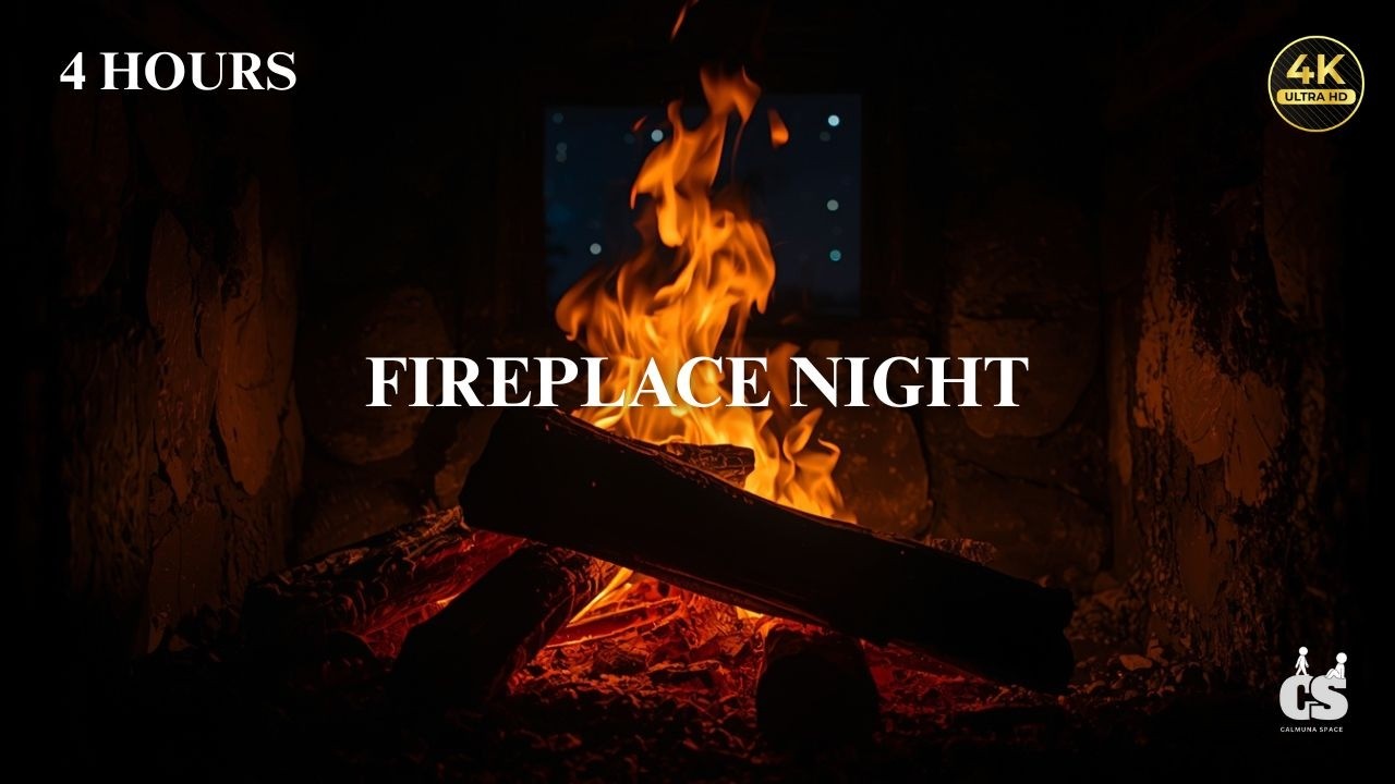 4 Hours Fireplace Sound for Sleep 🔥 Cozy Dark Night (No Ads)