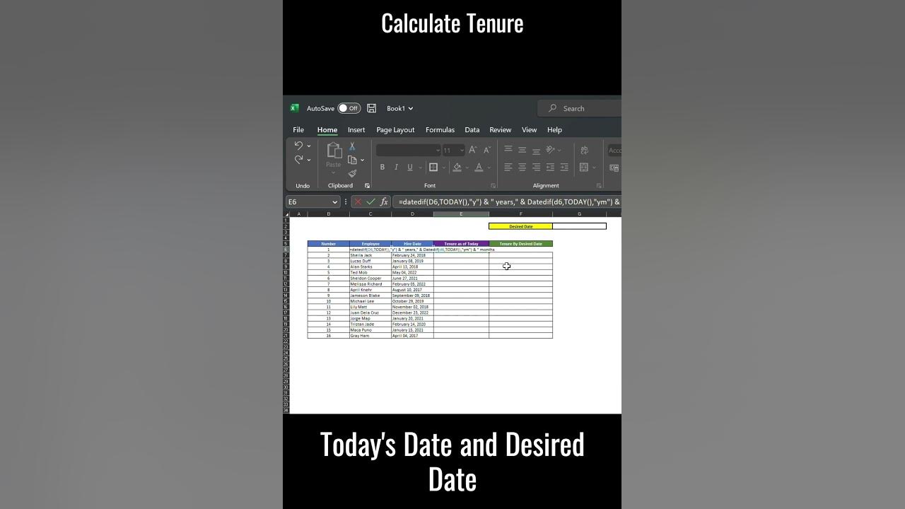 Calculate Tenure of Employee Today & Desired Date YouTube