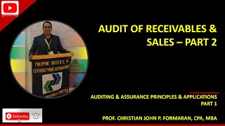 AP. Audit of Receivables & Sales Part 2 (Ref: Applied Auditing Book of Asuncion, Ngina & Escala)