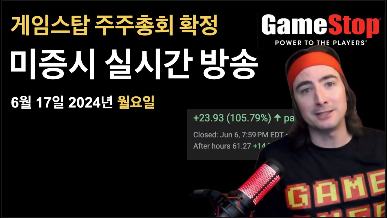 (2024년 6월 17일) 게임스탑 주총 중계 / 뉴욕 제조업지수 / 연준 연설, Harker / 이번주 수요일 휴장 / 미증시,  비트코인 뉴스