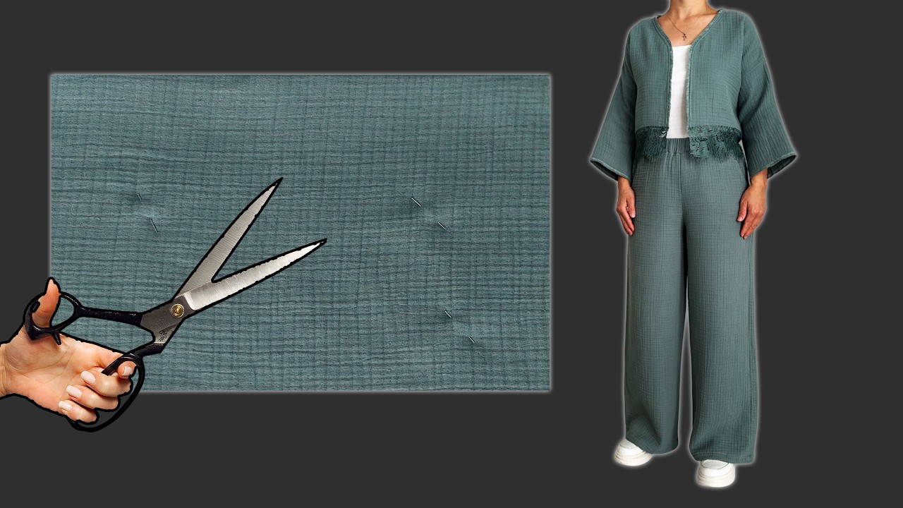 Идеальный комплект из муслиновых брюк и кимоно