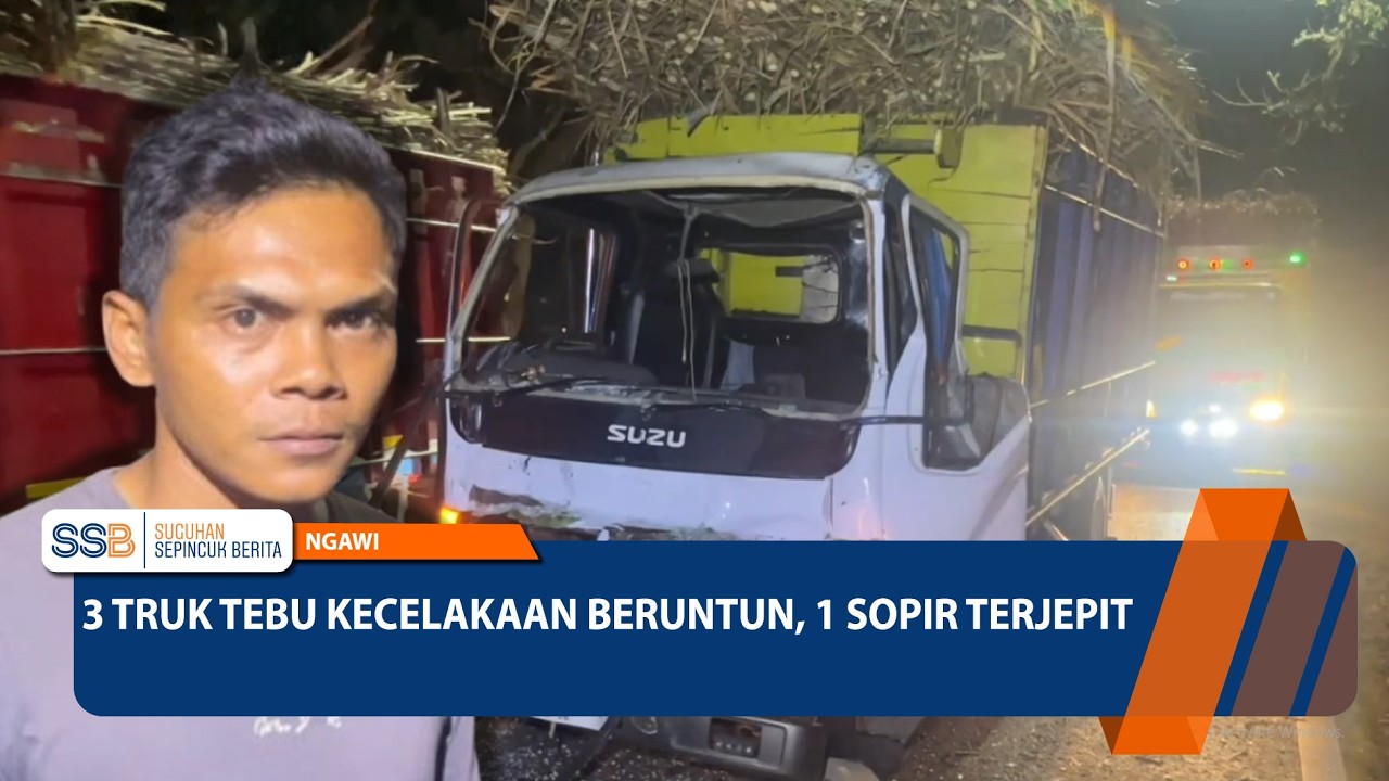 3 Truk Tebu Kecelakaan Beruntun, 1 Sopir Terjepit – Ngawi