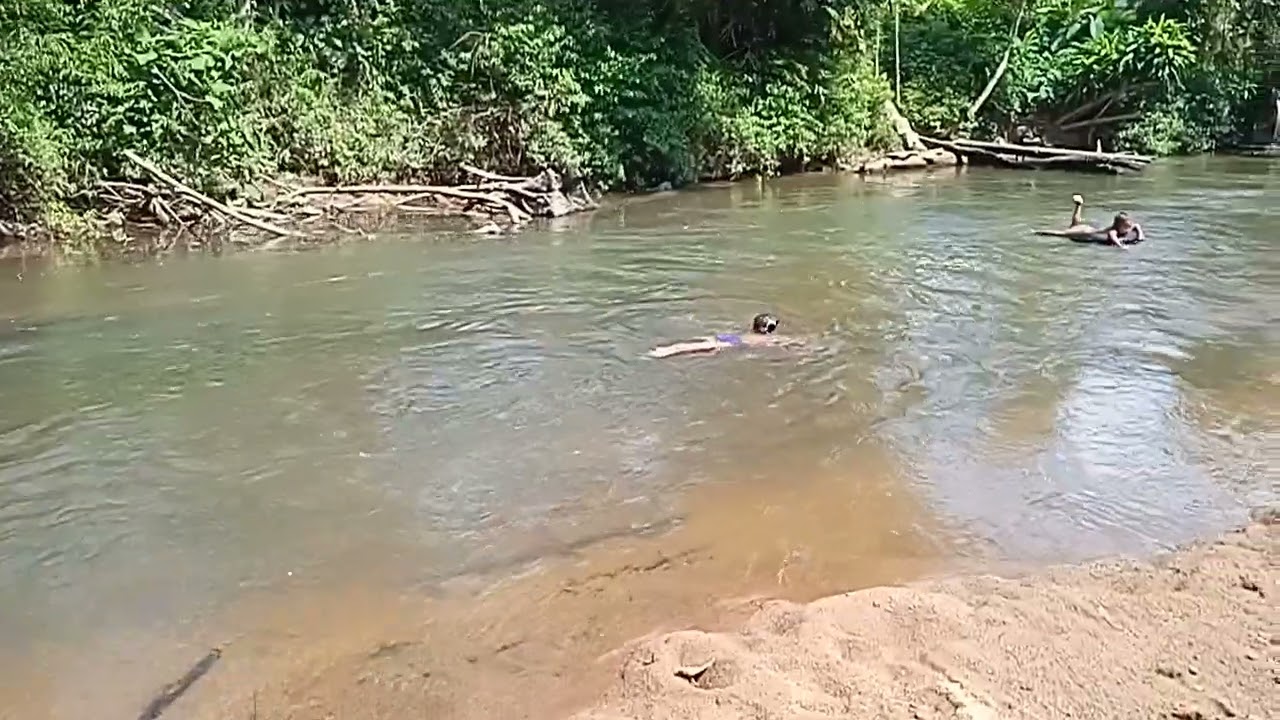 bocah nekat...umur 3th 6 bln udah mahir berenang di sungai.