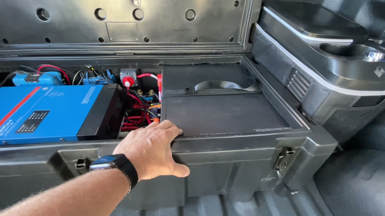 F250 Tremor with 250A Alternator Charging 48v System 3,000W Inverter 400Ah Lithium all in Tub