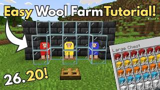 🐑 Minecraft BEDROCK/MCPE EASY Wool Farm Tutorial! (26.20+)