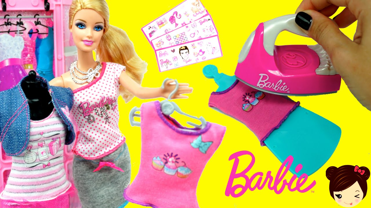 Decoramos la Ropa de Barbie con Plancha de Juguete - Barbie Crea Tu Moda - YouTube
