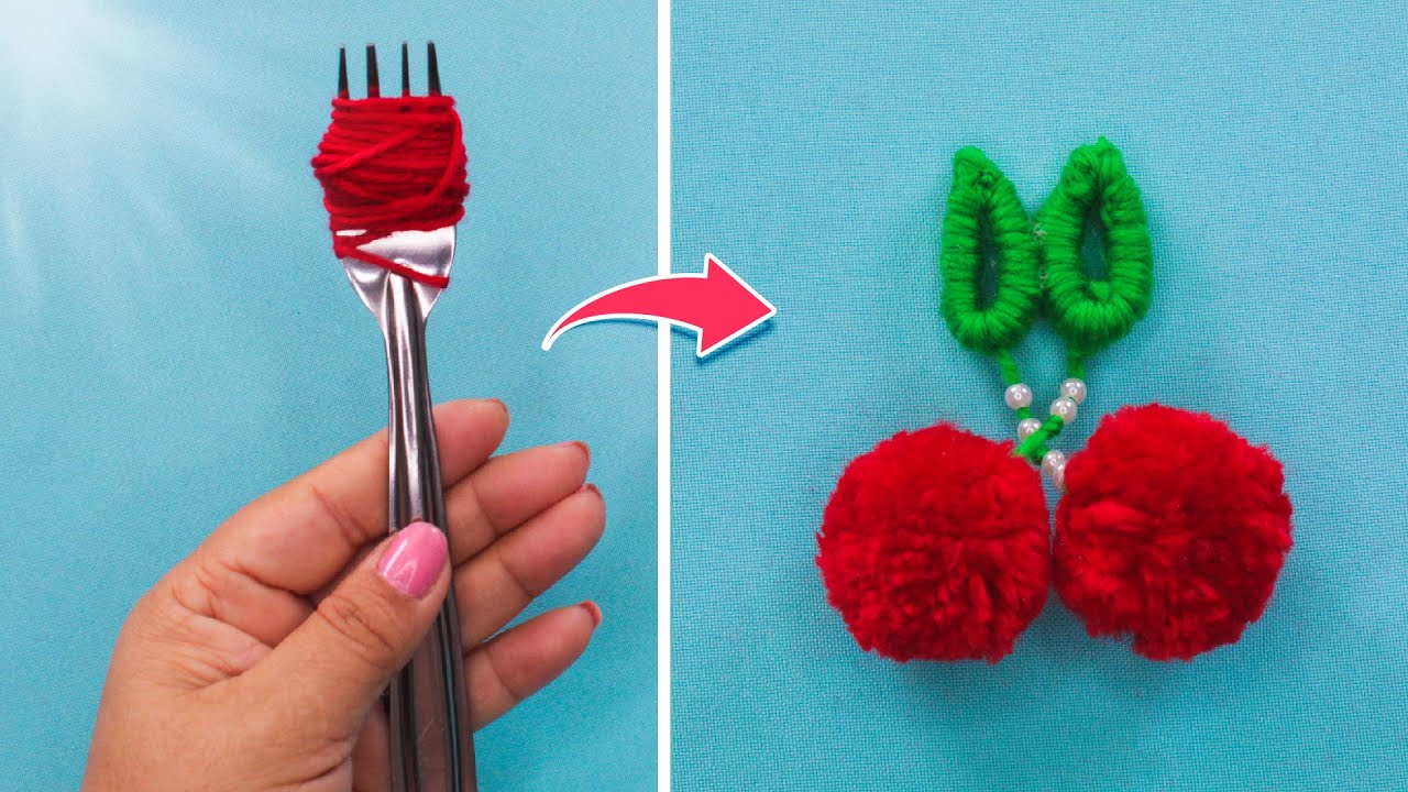 Cómo Hacer Cerezas con Lana y Tenedor YouTube Cómo Hacer Cerezas con Lana y Tenedor YouTube