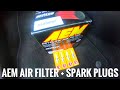 AEM air filter + spark plugs