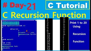 Recursion in C ,Recursive function in c programming | Learn Coding to 20 and 20 to 1 using Recursion