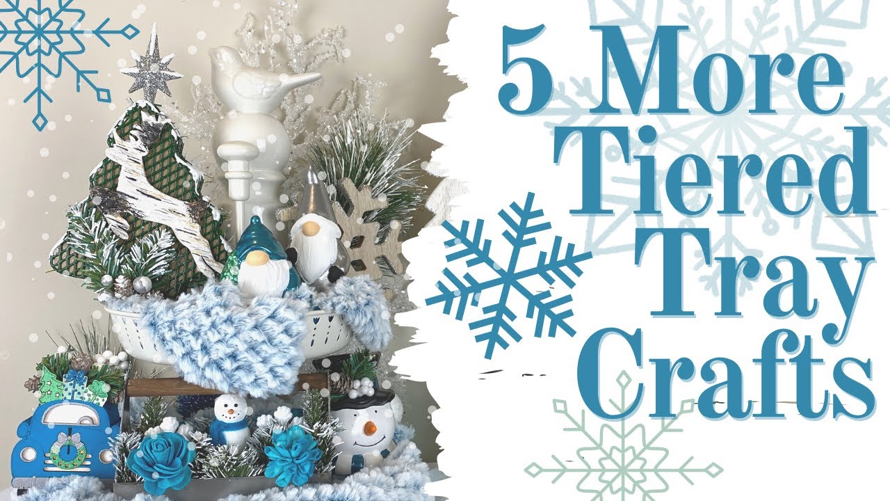 More Christmas Tiered Tray Crafts / Faux Birchbark Tutorial / 5 Under 5$ DIY Challenge