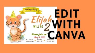 Tiger Themed Child's Birthday Invitation Canva Template | Bonita Bliss Digital | Fully Editable screenshot 5