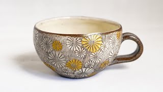 Making soup cups - Part 2 - Slipping, Firing, Glazing - Mishima Pottery Technique