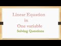 Chapter 2.4 - Linear Equation in One variable (NCERT 8th Class) : Question Solving