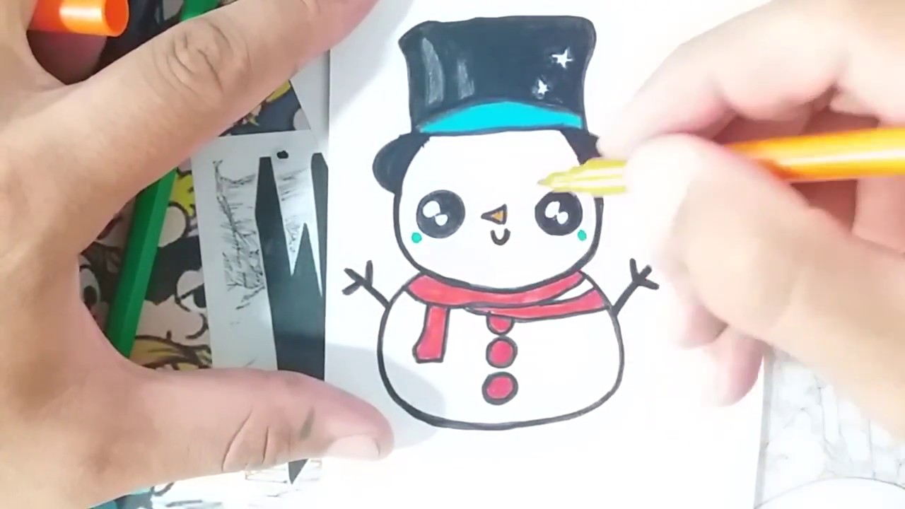 Desenhos de Boneco Neve - Como desenhar Boneco Neve passo a passo