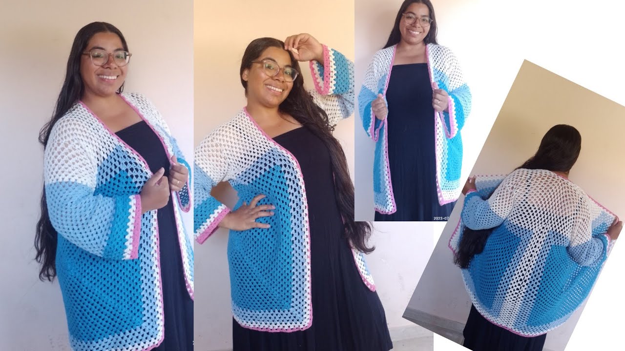cardigan de crochê #plussize passo a passo do G ao GG