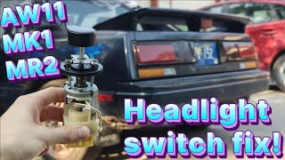 How to fix AW11 MK1 Toyota MR2 headlight switch! Re-soldering the circuit board!