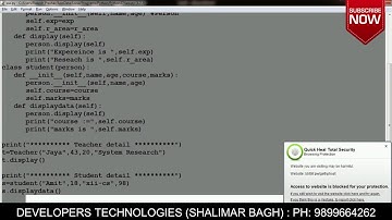 #21 Inheritance in Python | Python Programming Tutorial by DEVELOPERS Technologie