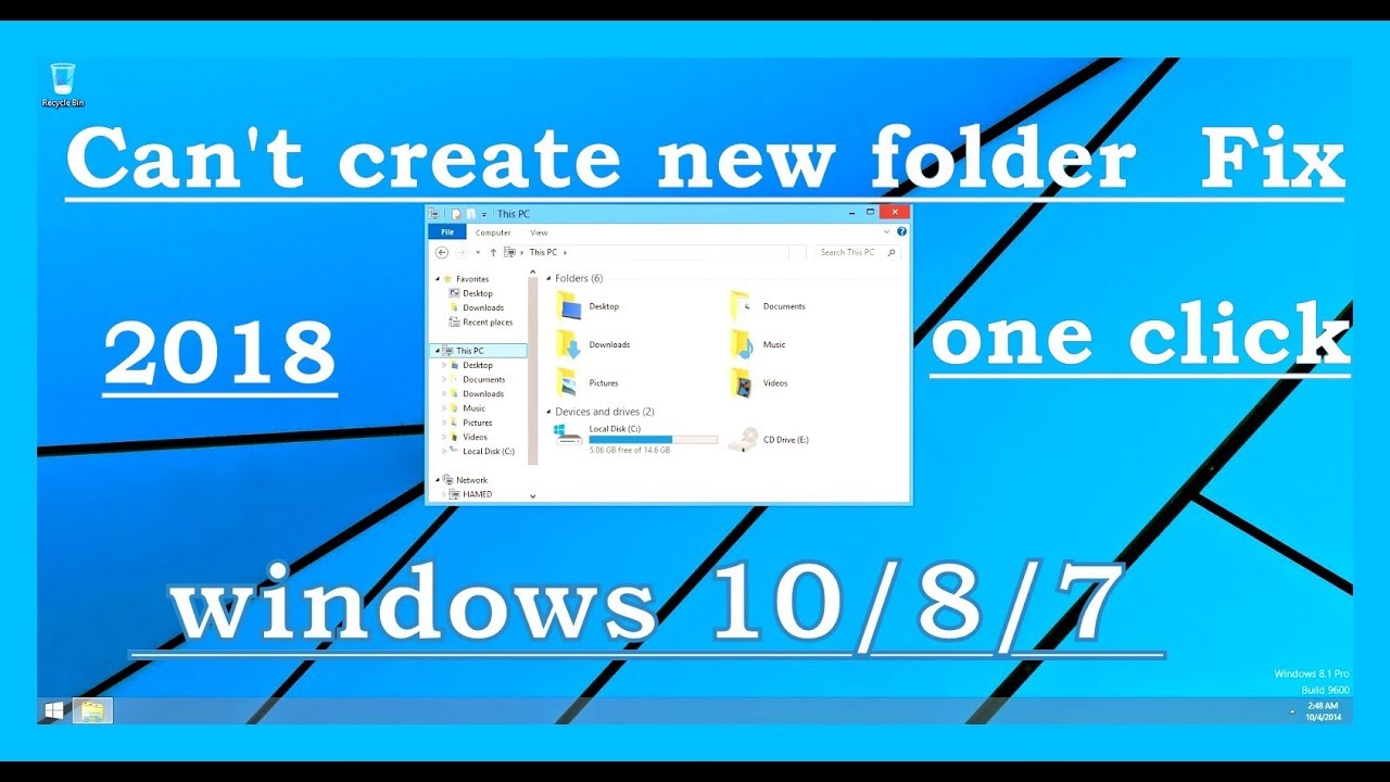 Windows 10 unable to create new folder