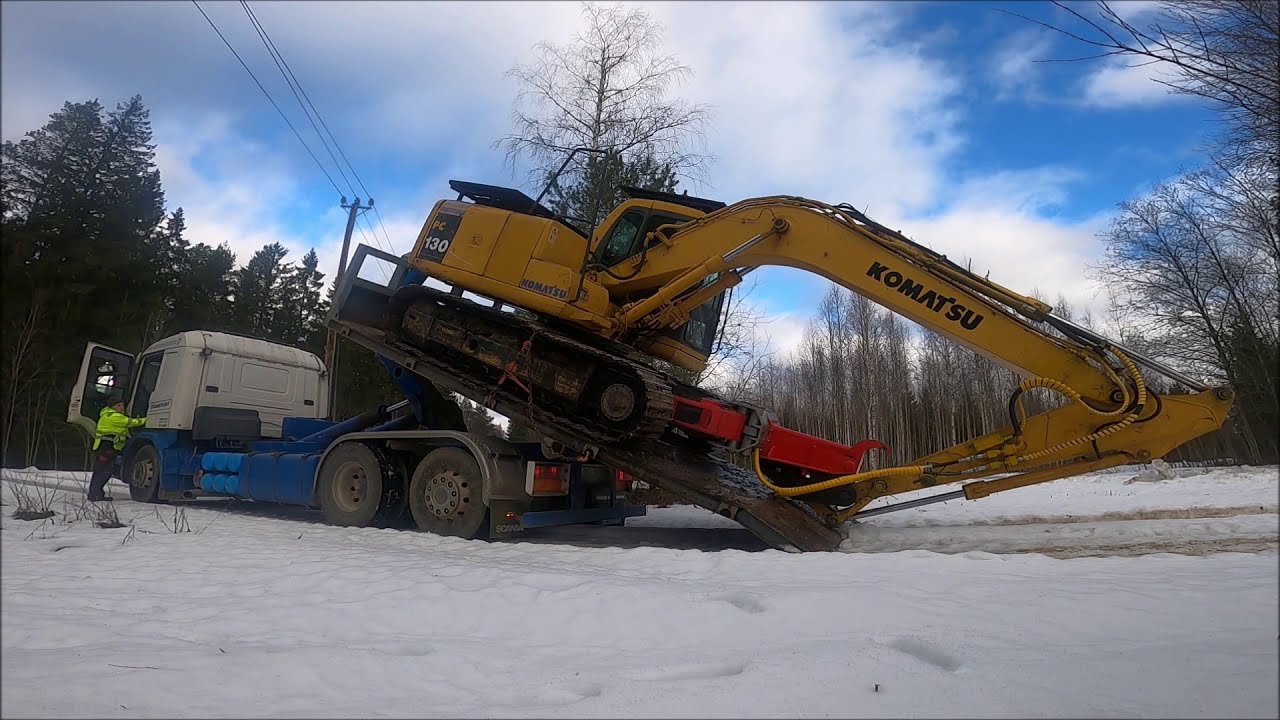 Unloading the excavator |Scania P114 multilift|