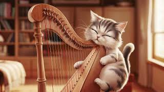 【Relaxing Harp】Kitten Performance #cat #relax #harp #music