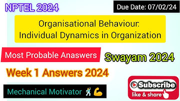 Organisational Behaviour: Individual Dynamics in Organization  | Week 1 Quiz | Assignment 1 Solution