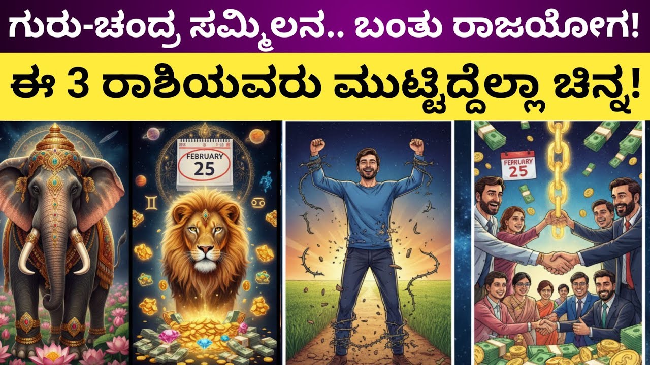 Gajakesariyoga: ಬಂತು ಗಜಕೇಸರಿ ಯೋಗ!ಈ 3 ರಾಶಿಯವರು ಮುಟ್ಟಿದ್ದೆಲ್ಲಾ ಚಿನ್ನ!|