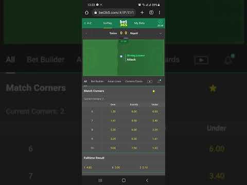 Easy to win Odds 2 with corners at Bet365. If you want you Can???