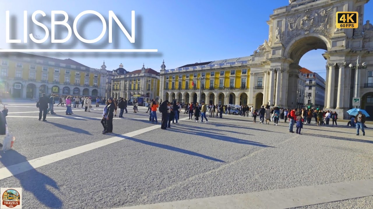 LISBON 4K 🇵🇹 Walking Tour – Praça do Comércio | Real City Sounds & Atmosphere