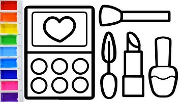 Cara Menggambar dan Mewarnai Makeup Glitter Rainbow Makeup tools coloring and drawing for Kids