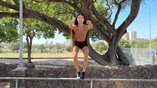 Rail calf raise (2-foot, bent-leg)