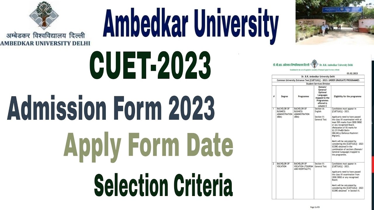 Dr BR Ambedkar University Delhi CUET Admission form 2023-24 Apply ...