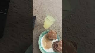 Fresh lemonade freshly squeezed. My breakfast today banana pancakes and homemade lemonade ￼