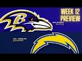 Baltimore ravens vs los angeles chargers game preview  week 12 game preview  predictions