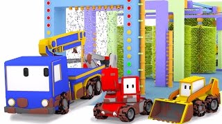 Tiny Trucks Car Wash  Learn with Tiny Trucks : bulldozer, crane & excavator | Cartoon for toddlers