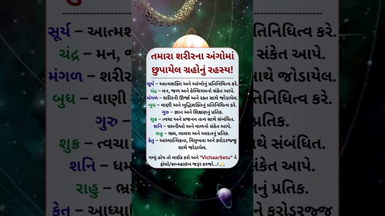 તમારા શરીરના અંગોમાં છુપાયેલ ગ્રહોનું રહસ્ય! 