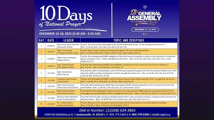 Day 9 - 10 Days of Prayer for our 101st General As...