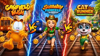 Garfield rush VS Subway princess runner VS Cat runner new challenge best gameplay 😁 screenshot 3