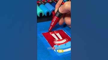 Drawing Mr. Krabs BUT on a CARD with Posca Markers! #shorts