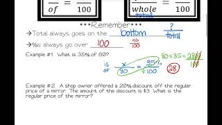 Percent Proportions Notes