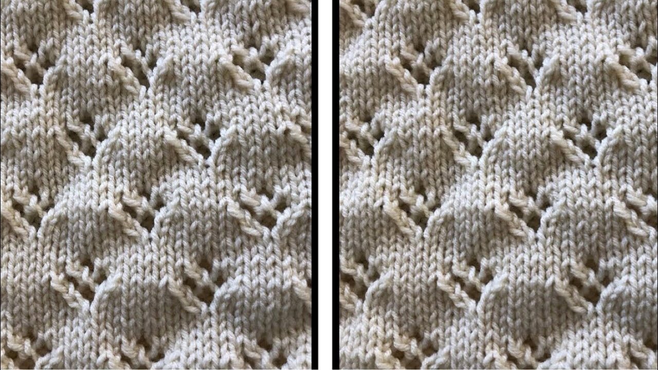 Đan lủng lỗ, đan lỗ, khoen , ứng dụng đan áo, (easy knit quatrefoil eyelets), hoa văn đan